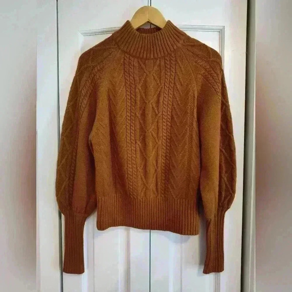 Cupshe Pumpkin cable knit sweater | balloon sleeves | Size Small - Picture 3 of 6
